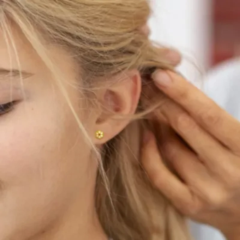 Children Yellow Enamel Flower Stud Earrings in Sterling Silver