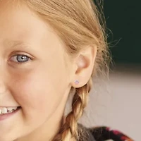 Children Pink Enamel Paw Stud Earrings in Sterling Silver