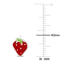 Children Red & Green Enamel Strawberry Stud Earrings in Sterling Silver