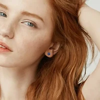 Children Blue Enamel Flower Earrings in Sterling Silver