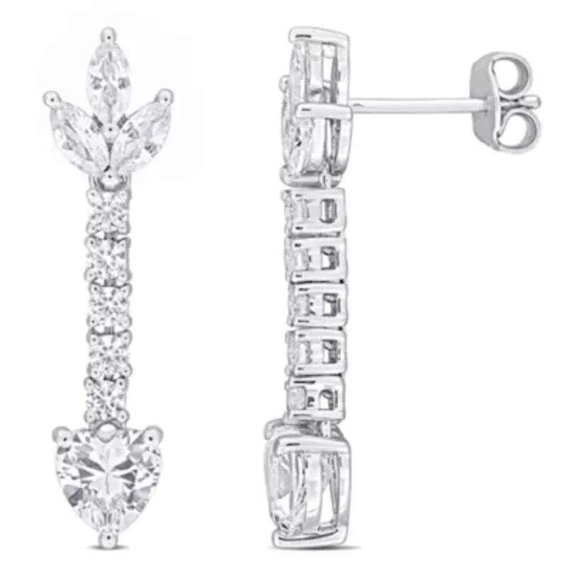 Lab Created Created White Sapphire Drop Earrings in Sterling Silver