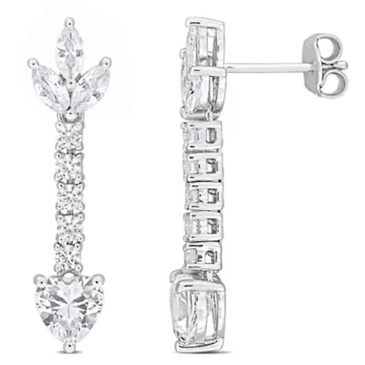 Lab Created Created White Sapphire Drop Earrings in Sterling Silver