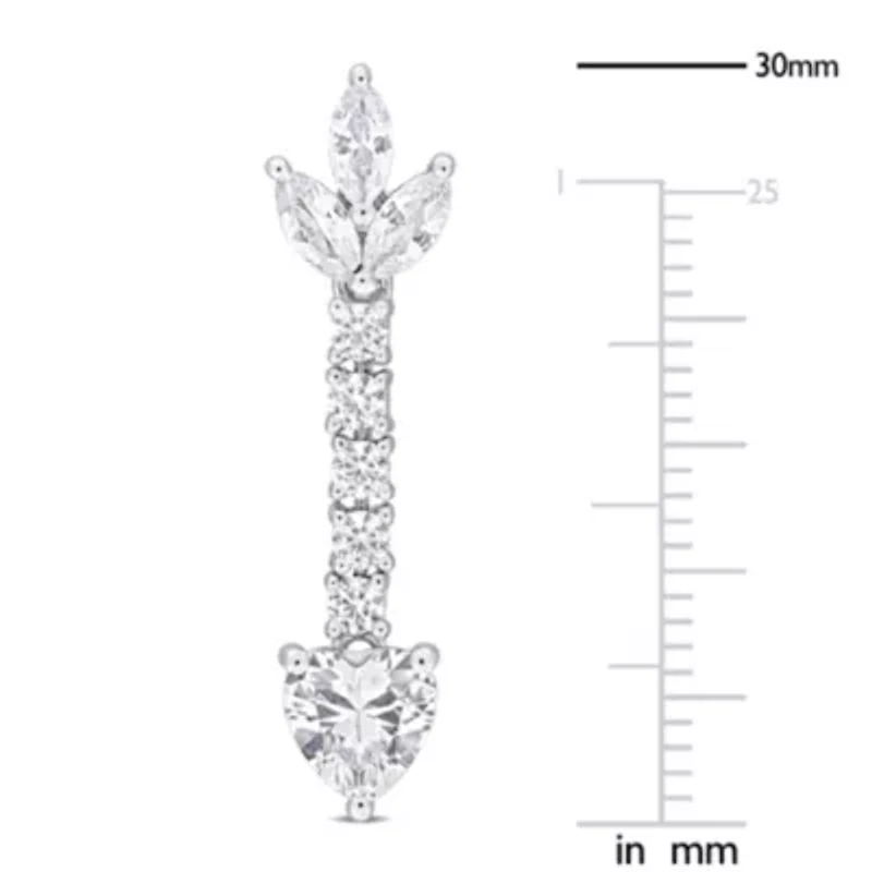 Lab Created Created White Sapphire Drop Earrings in Sterling Silver