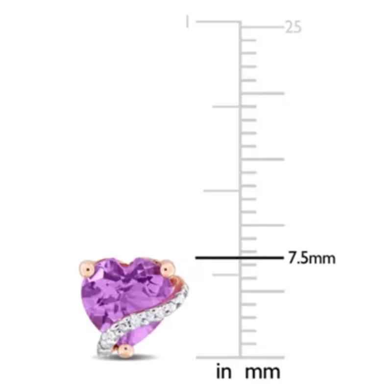 Amethyst and Diamond Accent Stud Earrings in Rose Plated Sterling Silver