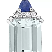 Diamond & Blue Sapphire & Aquamarine Earrings in Sterling Silver