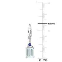 Diamond & Blue Sapphire & Aquamarine Earrings in Sterling Silver