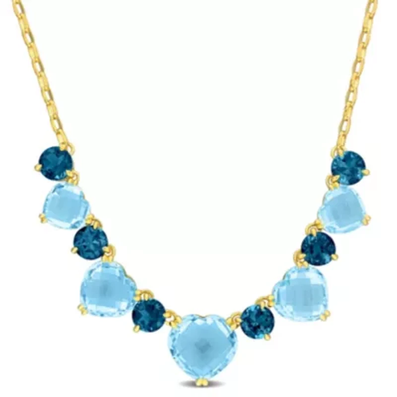 Sky Blue Topaz London Blue Topaz Necklace in Yellow Plated Sterling Silver, 17-in