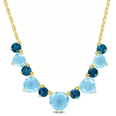 Sky Blue Topaz London Blue Topaz Necklace in Yellow Plated Sterling Silver, 17-in