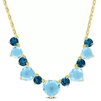 Sky Blue Topaz London Blue Topaz Necklace in Yellow Plated Sterling Silver, 17-in