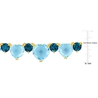 Sky Blue Topaz London Blue Topaz Necklace in Yellow Plated Sterling Silver, 17-in