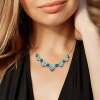 Sky Blue Topaz London Blue Topaz Necklace in Yellow Plated Sterling Silver, 17-in