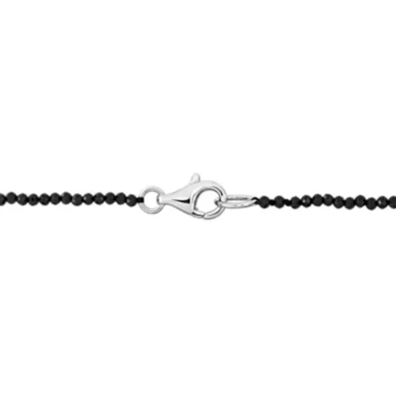 12-14mm Freshwater Cultured Pearl and Black Spinel Beads Necklace with Sterling Silver Lobster clasp