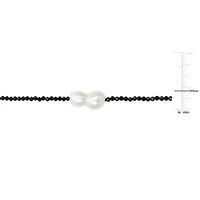 12-14mm Freshwater Cultured Pearl and Black Spinel Beads Necklace with Sterling Silver Lobster clasp