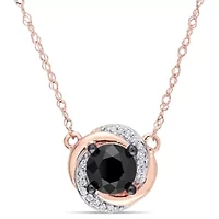 1.05 ct. t.w. Black and White Diamond Swirl Necklace in 10K Rose Gold