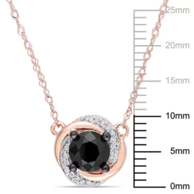 1.05 ct. t.w. Black and White Diamond Swirl Necklace in 10K Rose Gold
