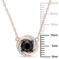 1.05 ct. t.w. Black and White Diamond Swirl Necklace in 10K Rose Gold