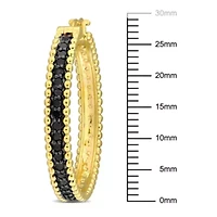 5/8 ct. t.w. Black Diamond Large Hoop Earrings in 14K Yellow Gold with Black Rhodium Plated
