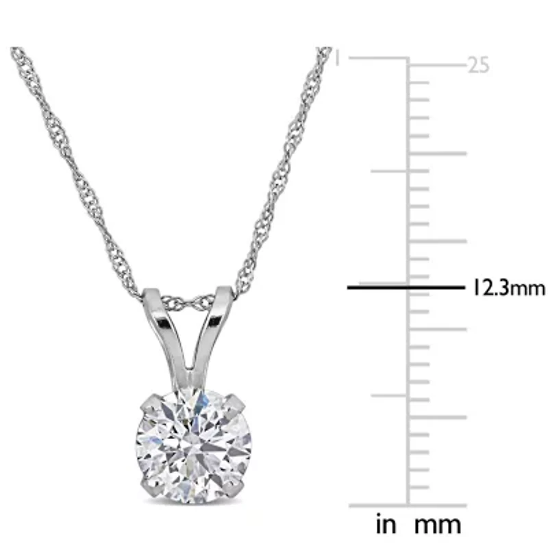 Lab Grown Diamond Solitaire Pendant With Chain in 14k White Gold- 17 in