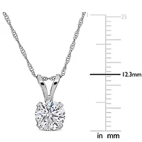 Lab Grown Diamond Solitaire Pendant With Chain in 14k White Gold- 17 in