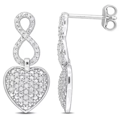 1/4 CT TW Diamondd Heart Infinity Earrings in Sterling Silver