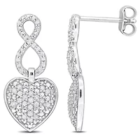 1/4 CT TW Diamondd Heart Infinity Earrings in Sterling Silver