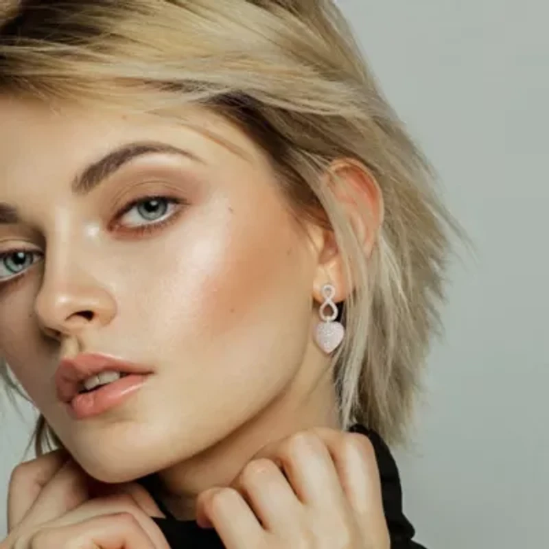 1/4 CT TW Diamondd Heart Infinity Earrings in Sterling Silver