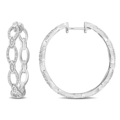 1/4 CT TW Diamondd Hoop Earrings in Sterling Silver