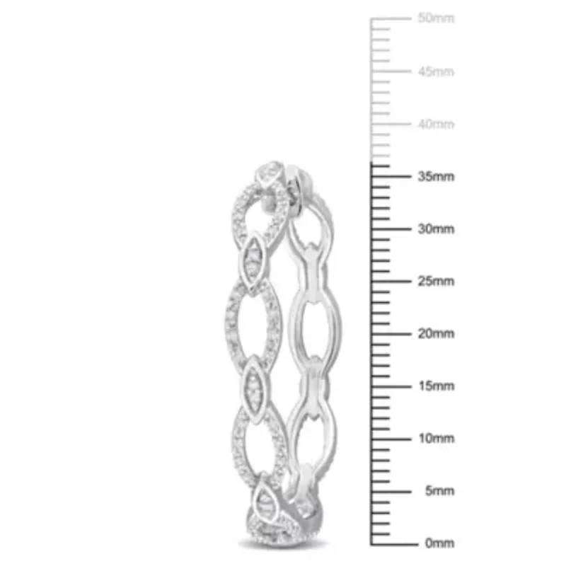 1/4 CT TW Diamondd Hoop Earrings in Sterling Silver