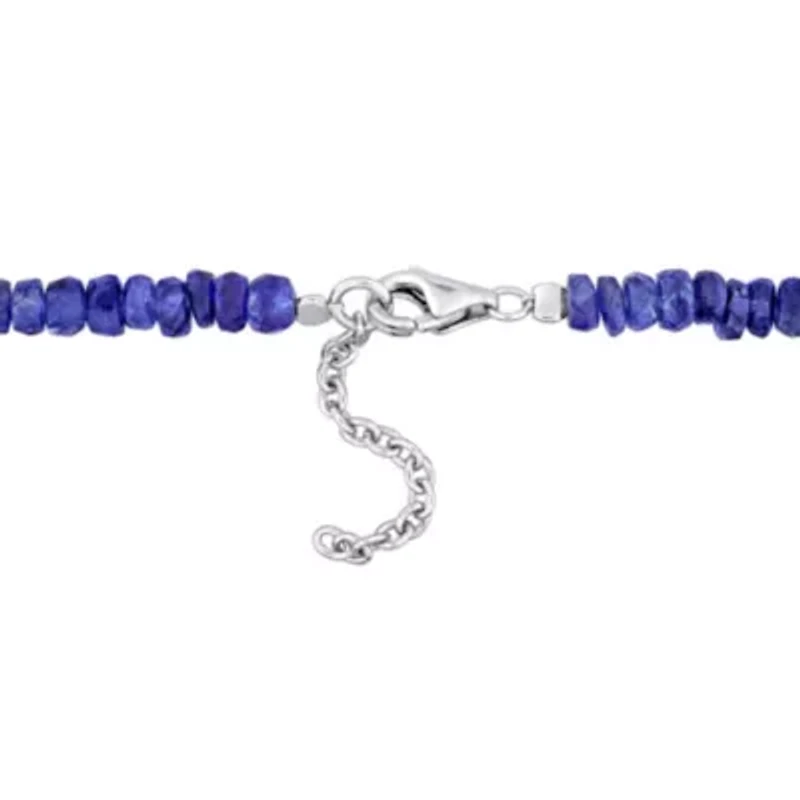 Blue Sapphire Beaded Bracelet in Sterling Silver