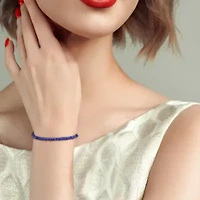 Blue Sapphire Beaded Bracelet in Sterling Silver