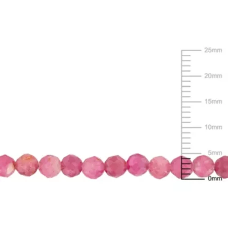 Pink Tourmaline Beaded Bracelet in Rose Plated Sterling Silver