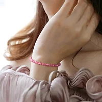 Pink Tourmaline Beaded Bracelet in Rose Plated Sterling Silver
