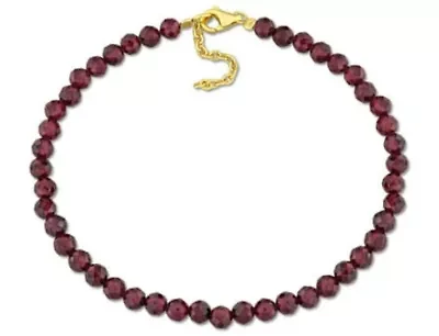 Garnet Facetted Beaded Bracelet in Yellow Plated Sterling Silver