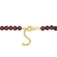 Garnet Facetted Beaded Bracelet in Yellow Plated Sterling Silver