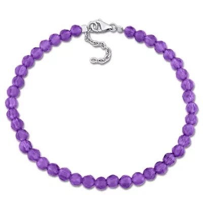 Amethyst Facetted Bead Bracelet in Sterling Silver