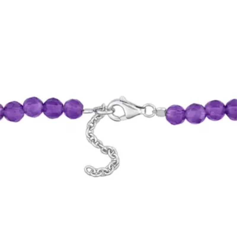 Amethyst Facetted Bead Bracelet in Sterling Silver