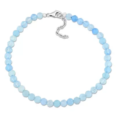 Aquamarine Facetted Bead Bracelet in Sterling Silver