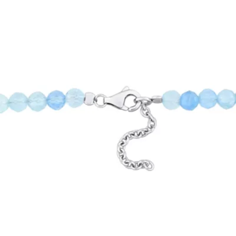 Aquamarine Facetted Bead Bracelet in Sterling Silver