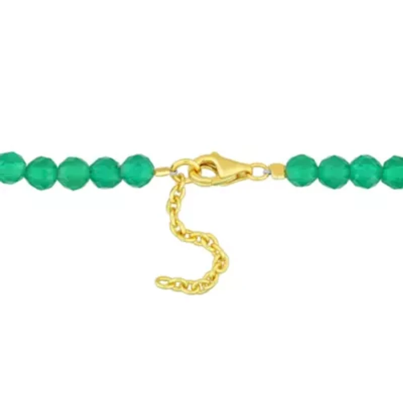 Green Onyx Facetted Bead Bracelet in Yellow Plated Sterling Silver