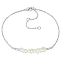 3.5-4mm Freshwater Cultured Pearl Bolo Bar Bracelet in Sterling Silver