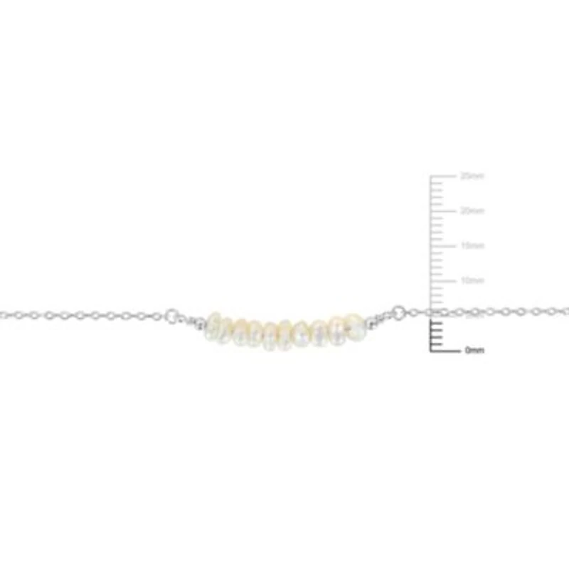 3.5-4mm Freshwater Cultured Pearl Bolo Bar Bracelet in Sterling Silver