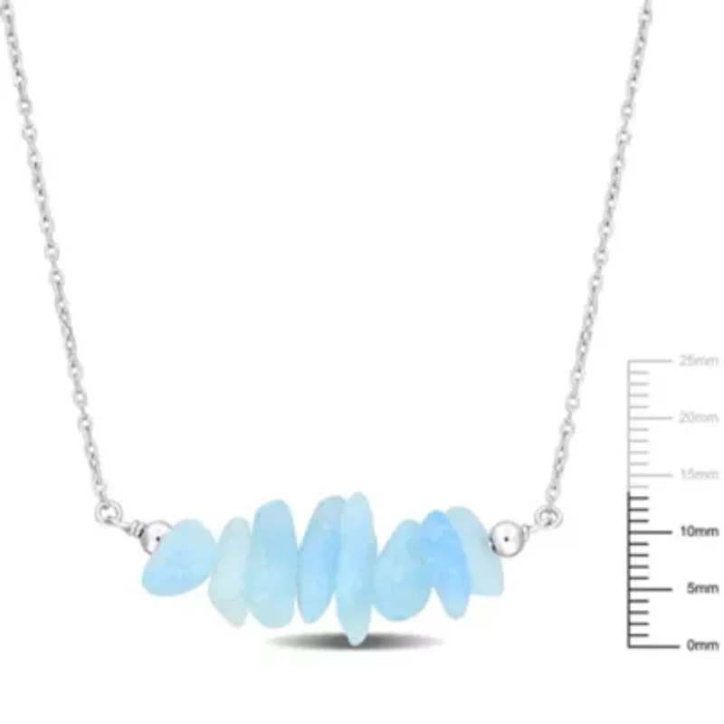 Aquamarine Bead Necklace in Sterling Silver