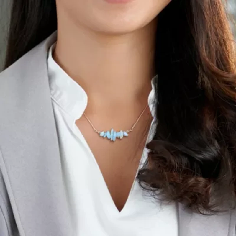 Aquamarine Bead Necklace in Sterling Silver