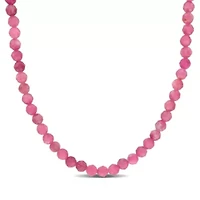 Pink Tourmaline Bead Necklace in Rose Plated Sterling Silver