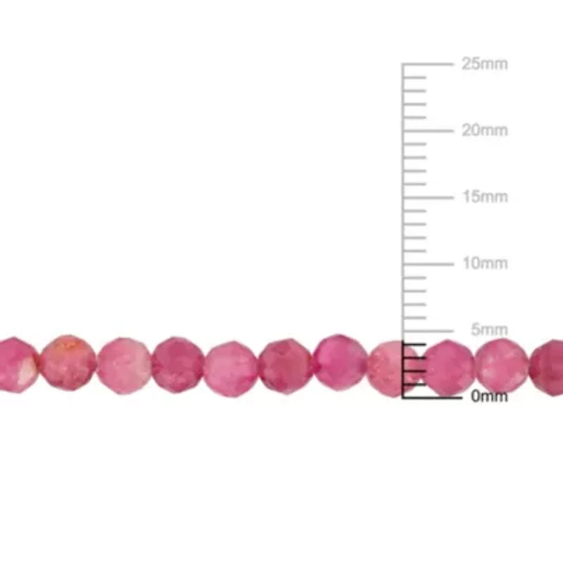Pink Tourmaline Bead Necklace in Rose Plated Sterling Silver