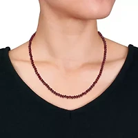 Garnet Facetted Bead Necklace in Yellow Plated Sterling Silver