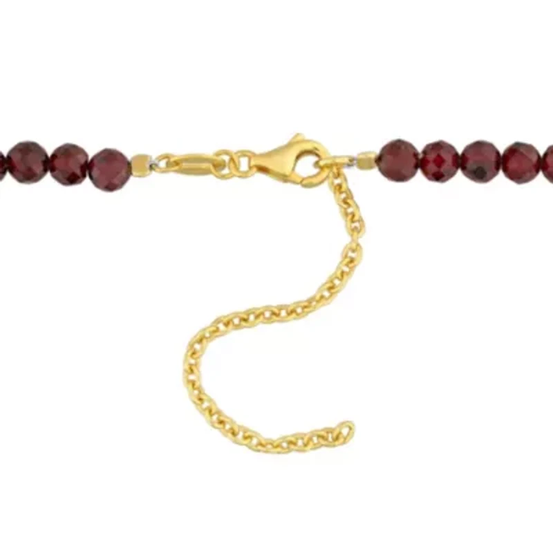 Garnet Facetted Bead Necklace in Yellow Plated Sterling Silver