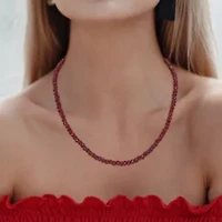 Garnet Facetted Bead Necklace in Yellow Plated Sterling Silver