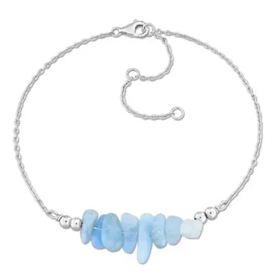 Aquamarine Bead Bracelet in Sterling Silver