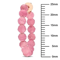 Pink Tourmaline Beaded Facetted Hoop Earrings in Rose Plated Sterling Silver